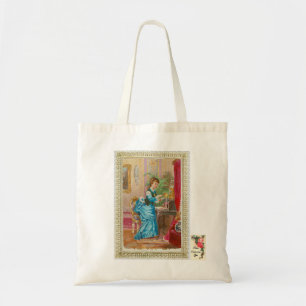 Bolsa Tote Senhora do Victorian em sua mesa de escrita