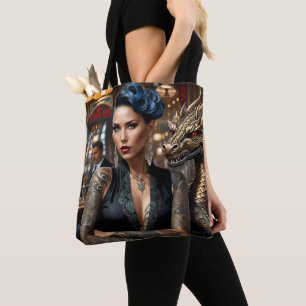 Bolsa Tote Senhora Elegante Boss Com Tatuagem E Dragão