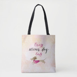 Bolsa Tote Senhora louca do cão do Wiener