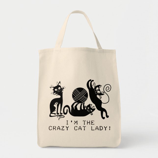 Bolsa Tote Senhora louca do gato (Frente)