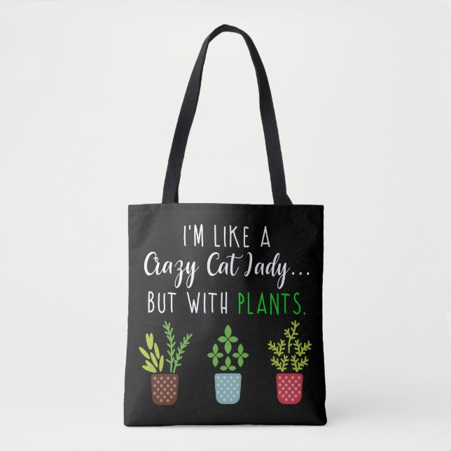 Bolsa Tote Senhora louca Engraçado Gardening do gato (Frente)