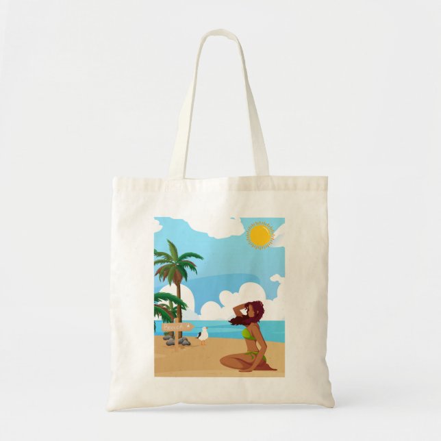 Bolsa Tote senhora na praia (Frente)