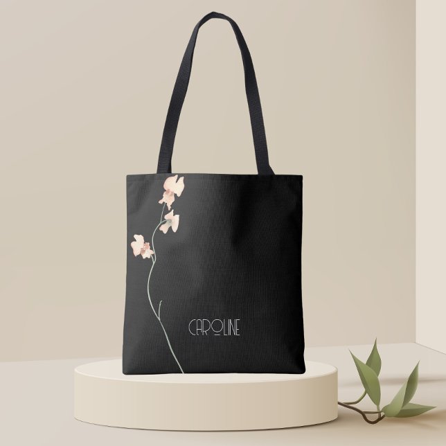Bolsa Tote  Senhoras Elegante Preto Floral Boho Fofo  (Criador carregado)