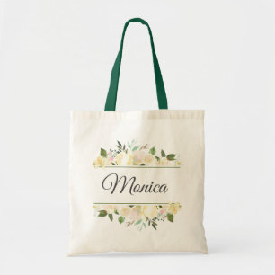 Bolsa Tote Senhoras Florais Elegantes Personalizadas Khaki Gr
