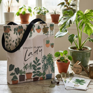Bolsa Tote Senhorita Louca por Plantas Casa Moderna Aquarela