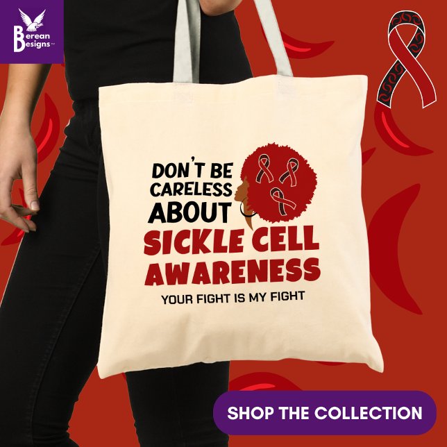 Bolsa Tote SENSIBILIZAÇÃO DE CÉLULAS DOENTES Não seja um supo (Raise Sickle Cell Awareness and show your support with this budget tote bag.)