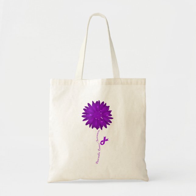 Bolsa Tote Sensibilização do Câncer de pâncreas de Flower Pur (Frente)