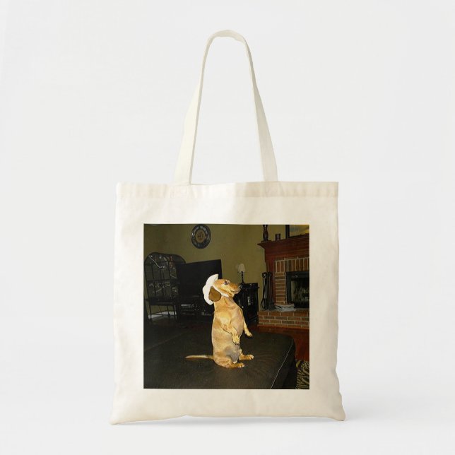 Bolsa Tote Sentado Bonito ou assistindo TV Dachshund (Frente)