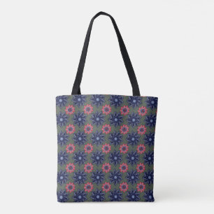 Bolsa Tote Sente-se Como Flores de Bolinhas Pontilhadas Azuis
