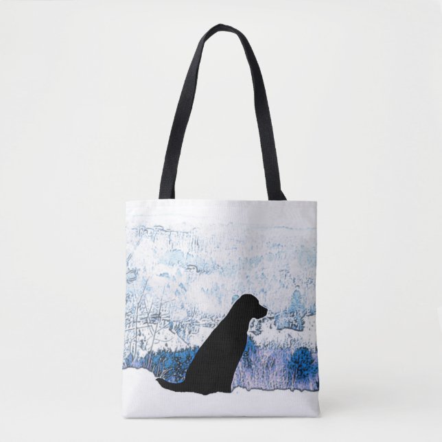 Bolsa Tote Sentido com o Coração - Cachorro Negro - Laboratór (Frente)