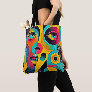 Bolsa Tote Sentimentos Coloridos: Rosto Abstrato