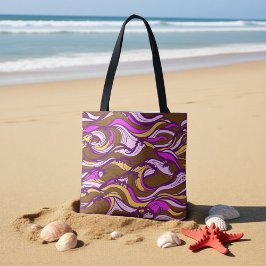 Bolsa Tote Sepia Abstract Pebble Bean Repeating Pattern