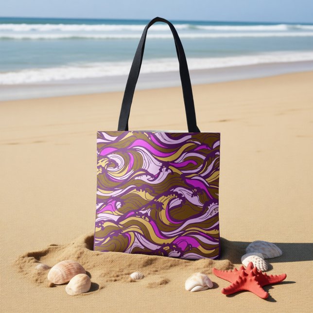 Bolsa Tote Sepia Abstract Pebble Bean Repeating Pattern (Criador carregado)