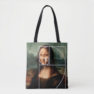 Bolsa Tote Sequência Fibonacci Leonardo da Vinci Mona Lisa