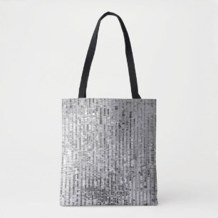 Bolsa Tote Sequências prateadas, fundo sem costura glamouroso