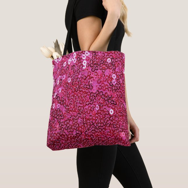 Bolsa Tote Sequins cor-de-rosa do falso (Close Up)