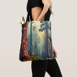 Bolsa Tote Sequoia California Vintage Art Illustration