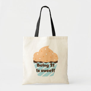 Bolsa Tote Ser 21 é t-shirt e presentes doces do aniversári