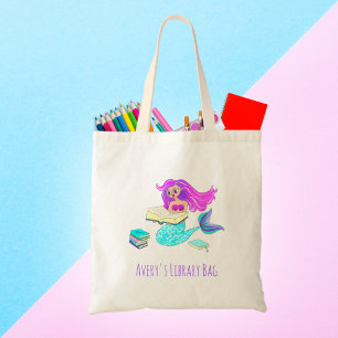Bolsa Tote Sereia Brilhante Com Óculos Lendo Nome