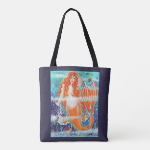 Bolsa Tote Sereia com arte de peixes tropicais por Renee Lavo