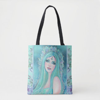 Bolsa Tote Sereia com flores e arte por Renee Lavoie