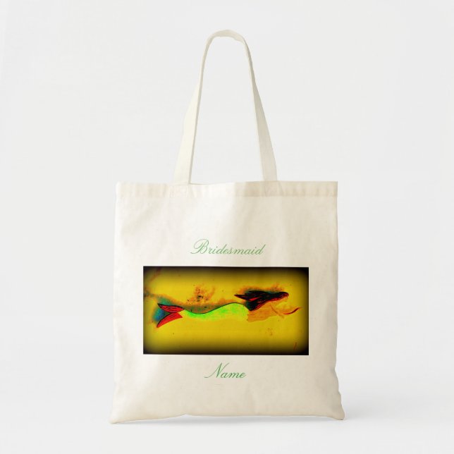 Bolsa Tote Sereia de Bridesmaid com cauda verde (Frente)