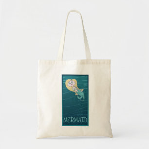 Bolsa Tote Sereia Divertida Nadando No Mar