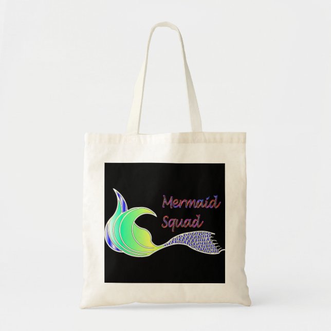 Bolsa Tote Sereia Esquadrão em cores neonatais (Frente)