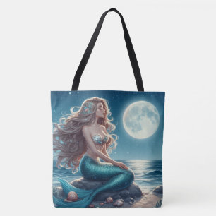 Bolsa Tote Sereia na praia à noite