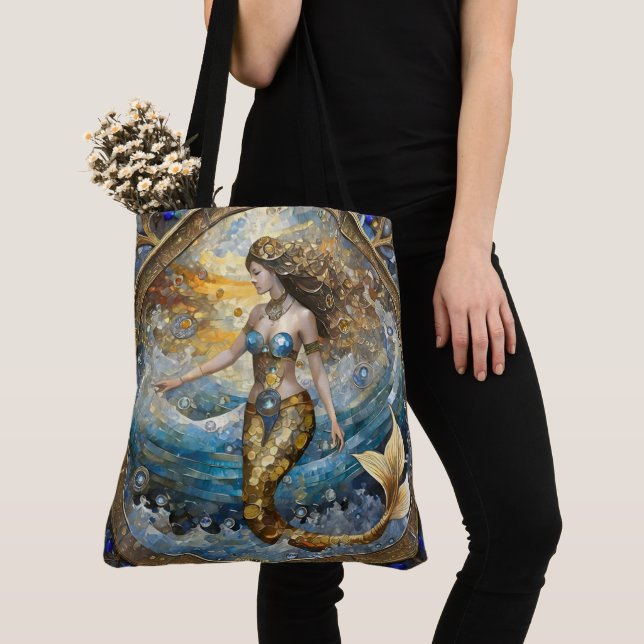 Bolsa Tote Sereia nas ondas do oceano (Close Up)