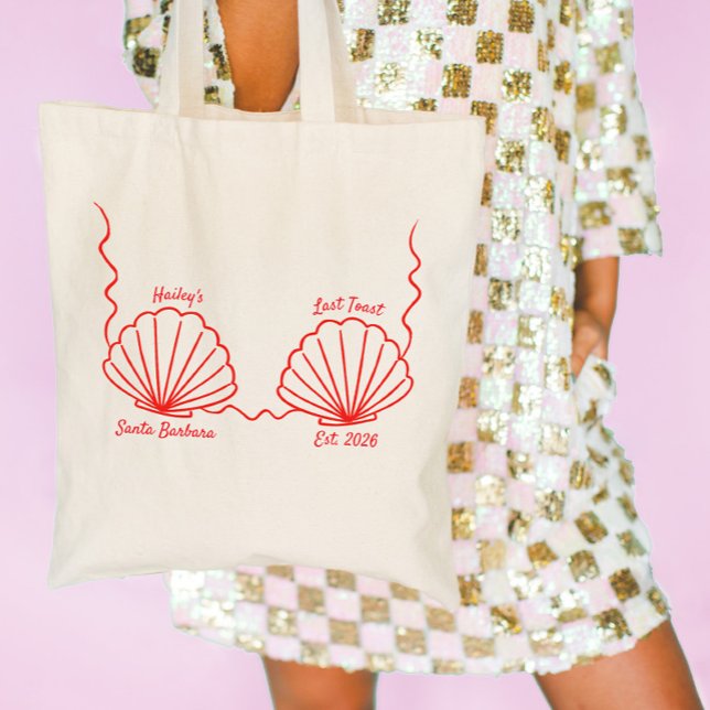 Bolsa Tote Sereia Seashell Última Bachelorette (custom bachelorette tote bag last toast on the coast)