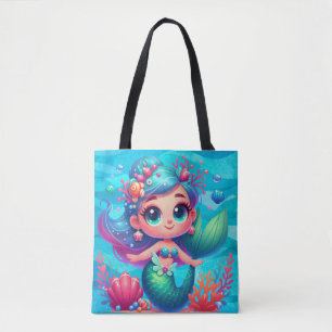 Bolsa Tote Sereia submarina, branca