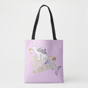 Bolsa Tote Sereia Unicórnio Moderno Fashion Believe em Milagr