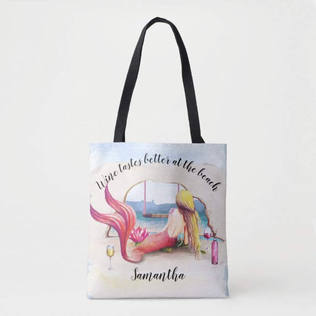 Bolsa Tote Sereia Vinha Melhor na Praia Personalizada (Frente)
