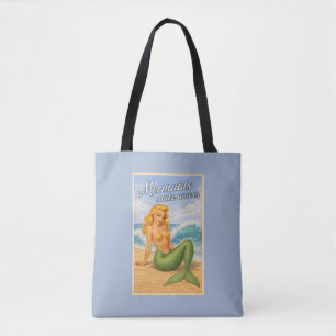 Bolsa Tote Sereias Fazem Ondas Arte Retro Pin-Up Costeira Azu