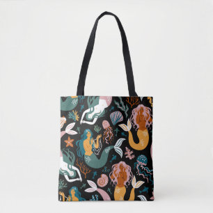 Bolsa Tote Sereias Sereias Sem Carreira Design de Vintage