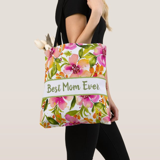 Bolsa Tote Serena Watercolor Floral Personalizada (Close Up)