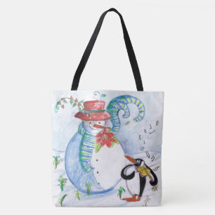 BOLSA TOTE SERENADE DE INVERNO DE SNOWMAN E PENGUIN
