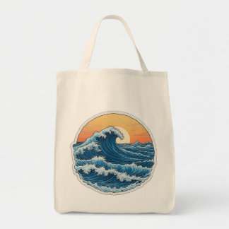 Bolsa Tote Serene Blue Ocean Onda Arte Costeira