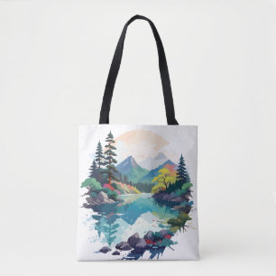 Bolsa Tote Serene Paisagem Calma Natureza Tranquila Fora da A