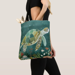 Bolsa Tote Serene Sea Turtle: Oásis Submarino