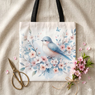 Bolsa Tote Serenidade em Aquarela Bluebird Blossom