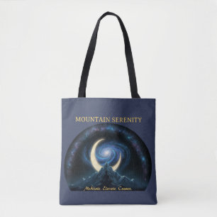 Bolsa Tote Serenidade Montanhosa Meditação Cósmica, Lua Cresc