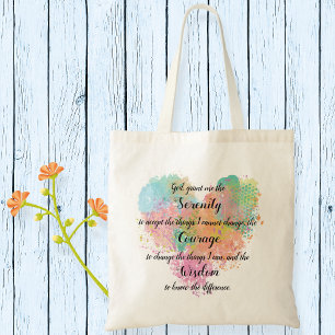 Bolsa Tote Serenity Prayer Watercolor Tot Bag
