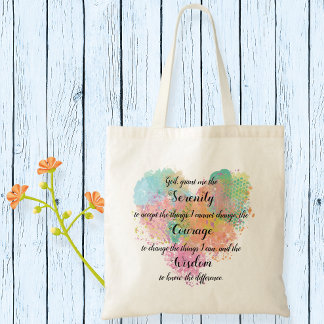 Bolsa Tote Serenity Prayer Watercolor Tot Bag