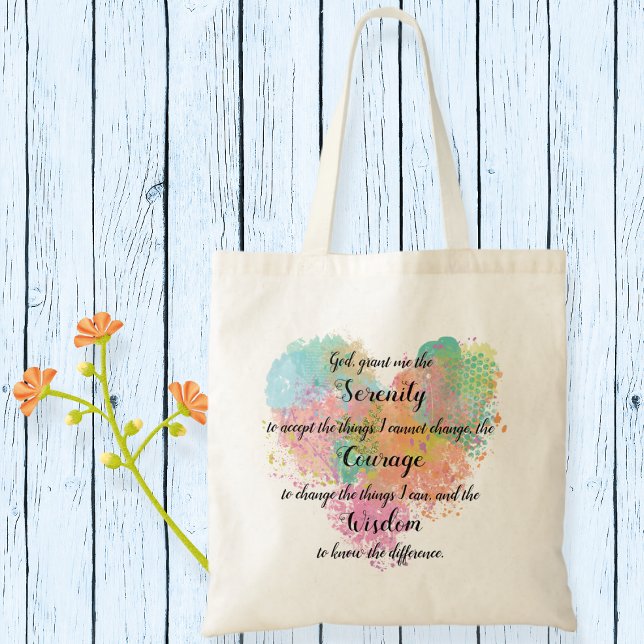Bolsa Tote Serenity Prayer Watercolor Tot Bag (Criador carregado)