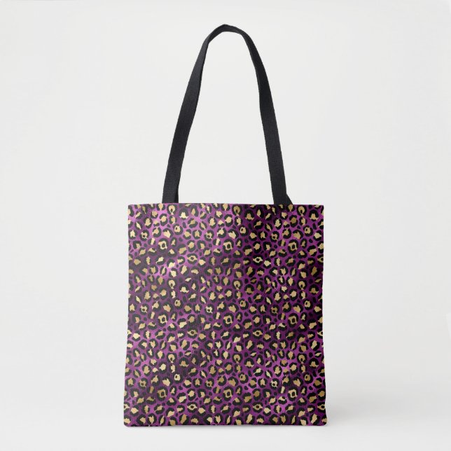 Bolsa Tote Série Design Leopardo Roxo e Dourado 1 (Frente)