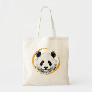 Bolsa Tote Série Nishiki - Panda Contemplativo Gold Sumi-e