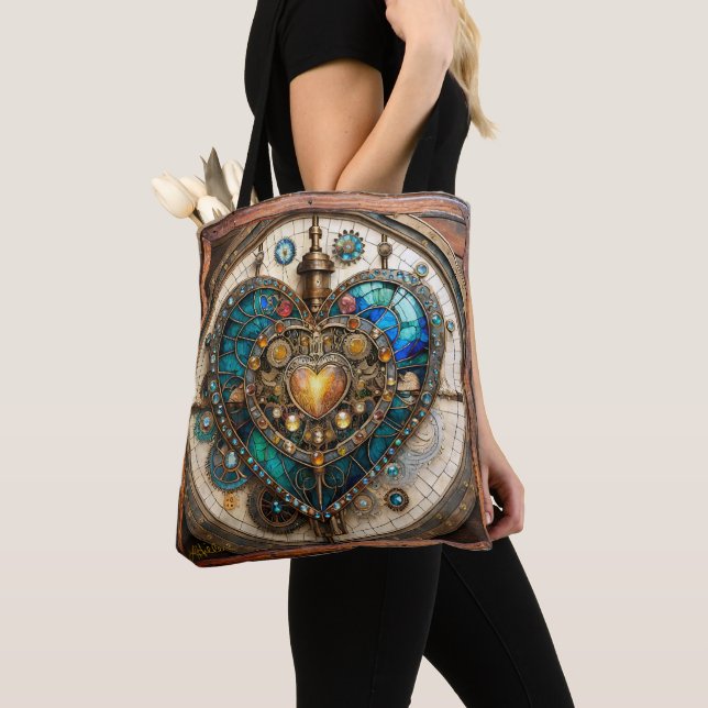 Bolsa Tote Série Steampunk De Coração De Vidro Estreito De ou (Close Up)