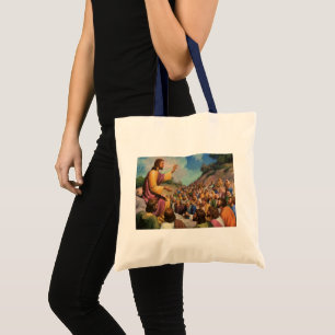 Bolsa Tote Sermão da Montanha de Jesus Cristo, Religião Vinta